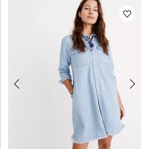 madewell denim raw edge shirt dress size XXS